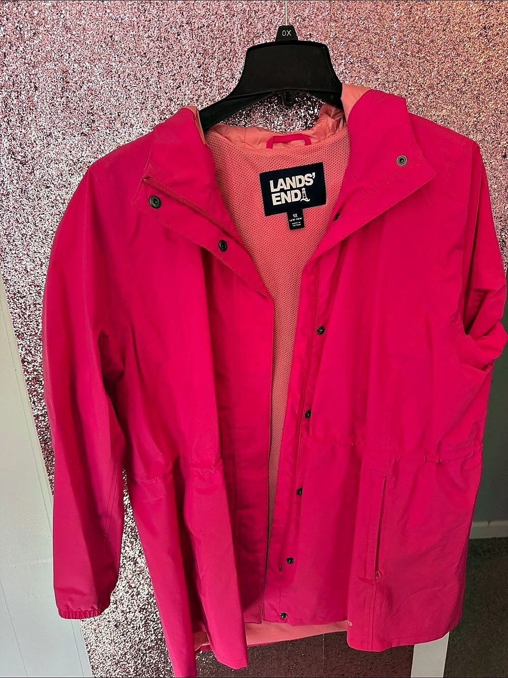 Lands' End Pink Hooded Utility Jacket XL